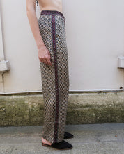 Embossed Botanic Crepe Pant - Forest Plum