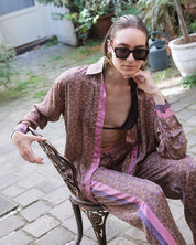 Paisley Motif Pant with Stripe- Lilac