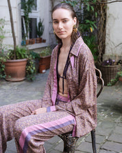 Paisley Motif Pant with Stripe- Lilac