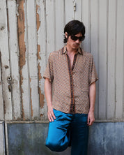 Embossed Botanic Short Sleeve Crepe Shirt - Copper