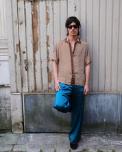 Embossed Botanic Short Sleeve Crepe Shirt - Copper