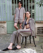 Embossed Botanic Crepe Pant - Forest Plum