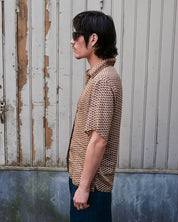 Embossed Botanic Short Sleeve Crepe Shirt - Copper