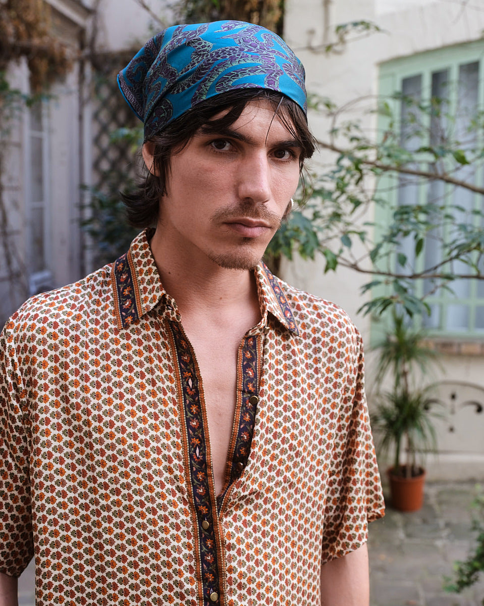 Silk Snake Scarf - Teal x Mint (Small)