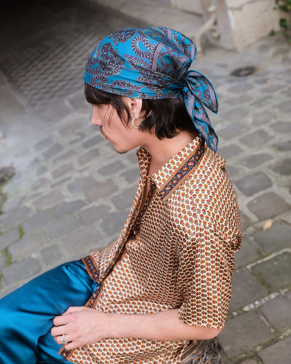 Silk Snake Scarf - Teal x Mint (Small)