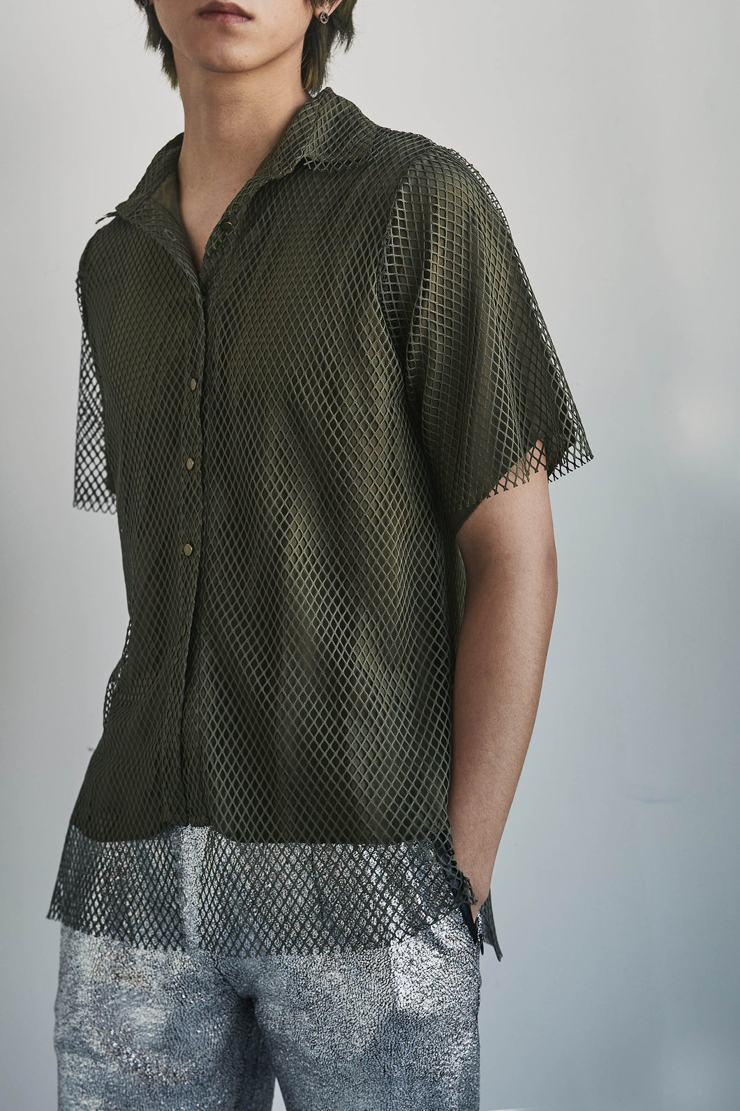 Olive Net x Cupro Shirt - Made to order