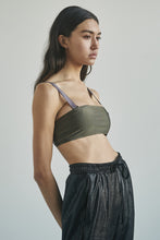 Load image into Gallery viewer, Olive Green Bandeau with Purple Straps
