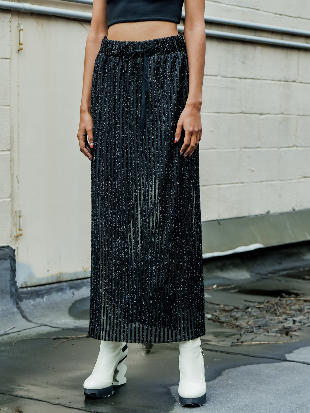Stripe Black Maxi Skirt - MADE TO ORDER